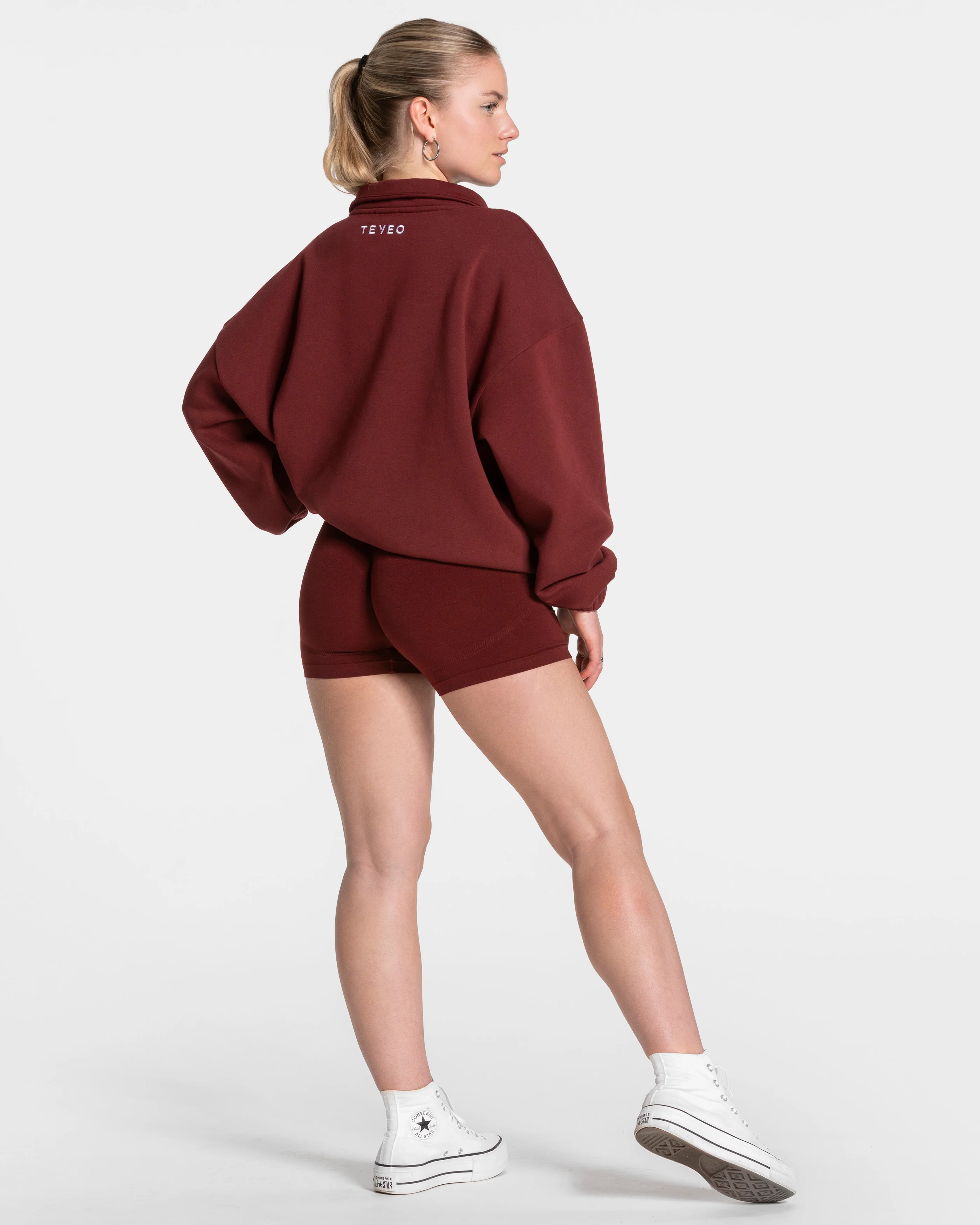 Femme Half Zip Sweater "Weinrot" - Image 5