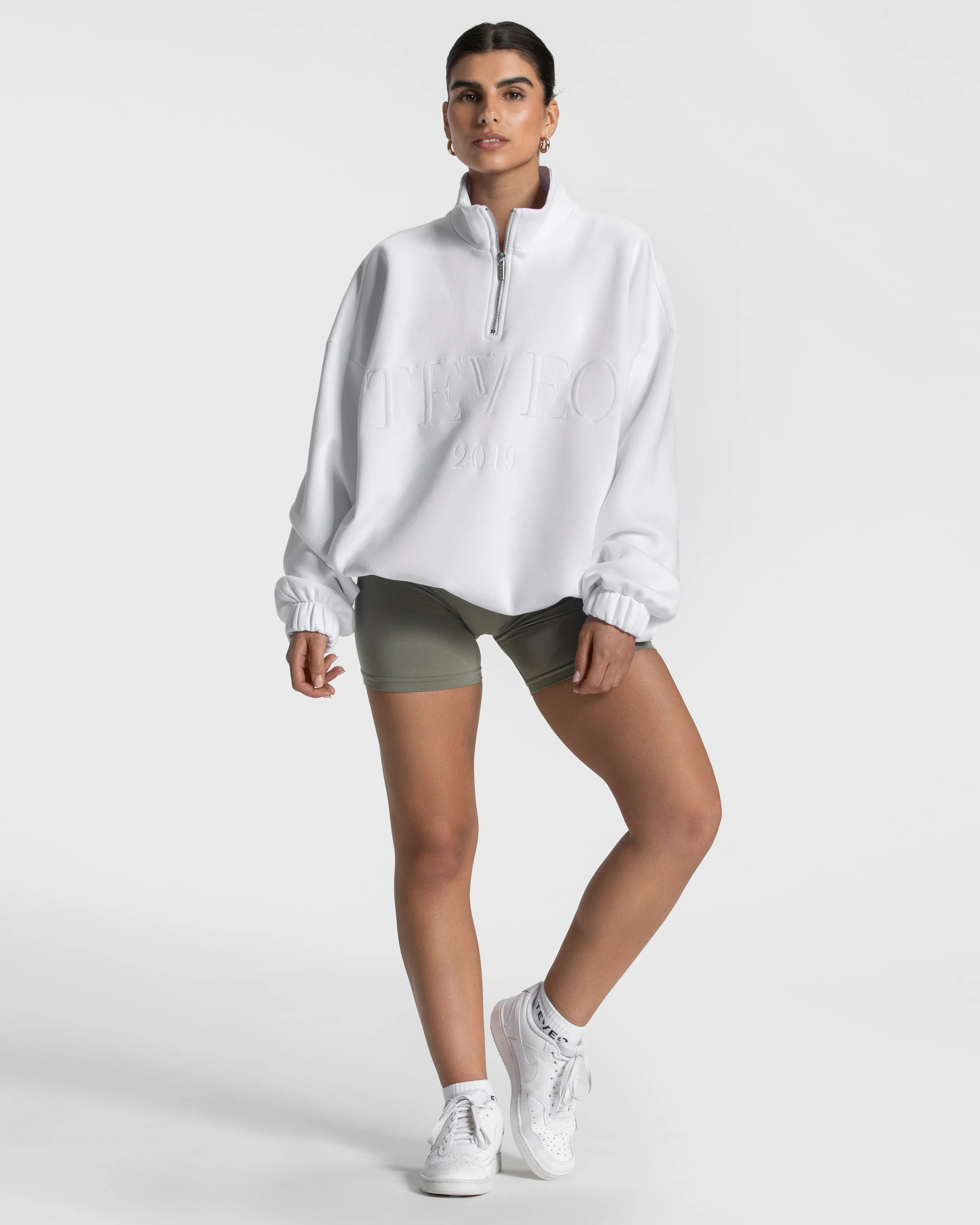 Femme Half Zip Sweater "Weiß" - Image 3