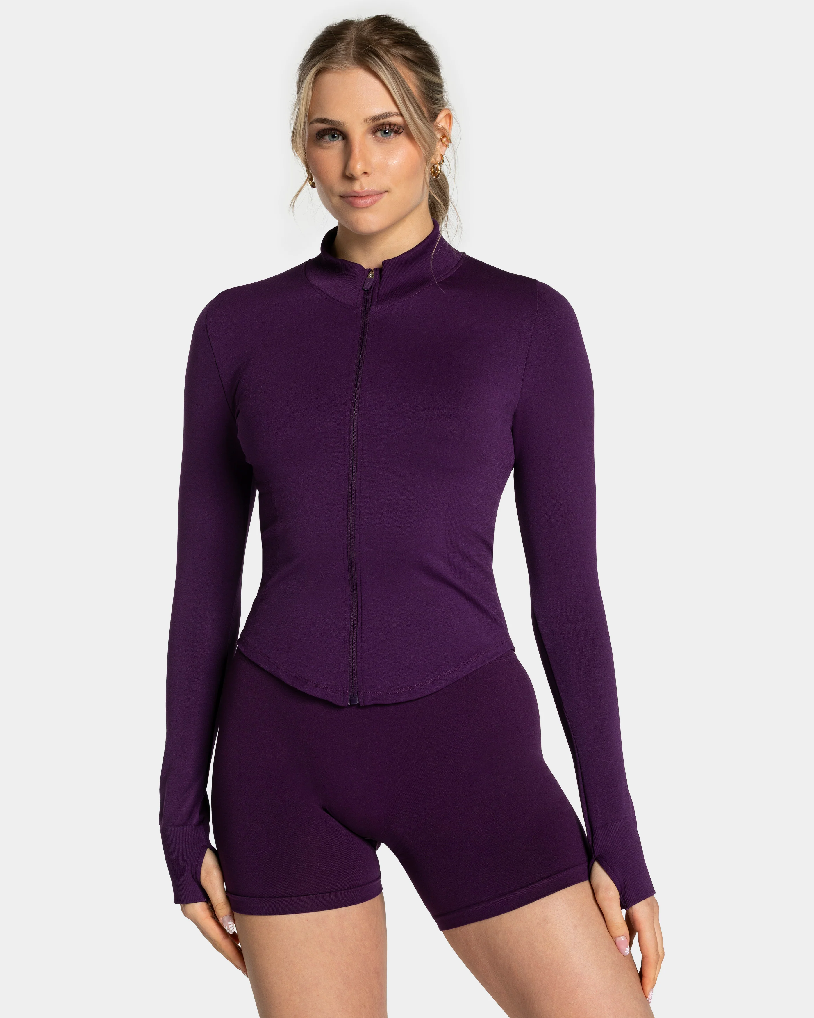 Femme Shaping Zip Jacke "Aubergine"