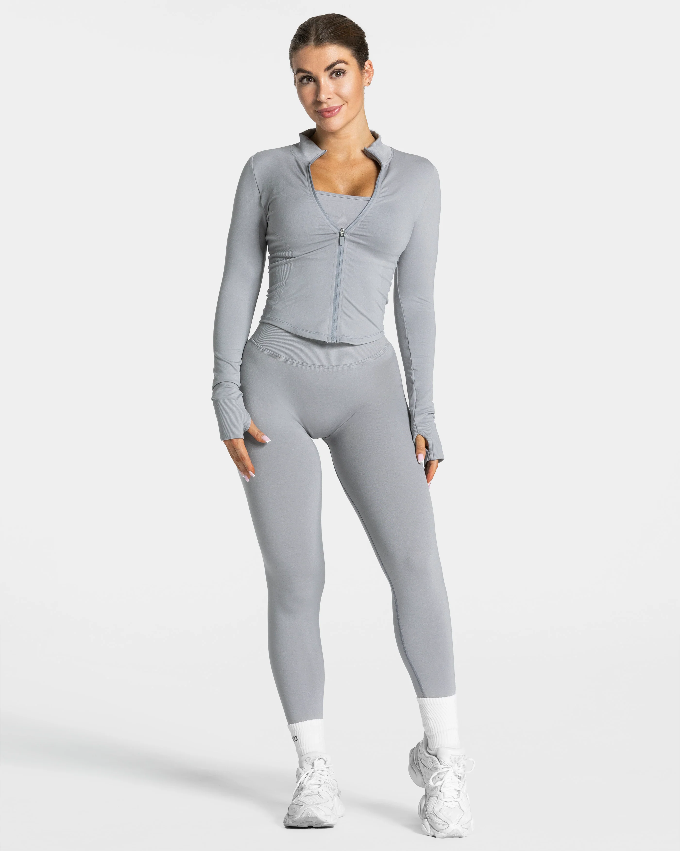 Femme Shaping Zip Jacke "Grau" - Image 3