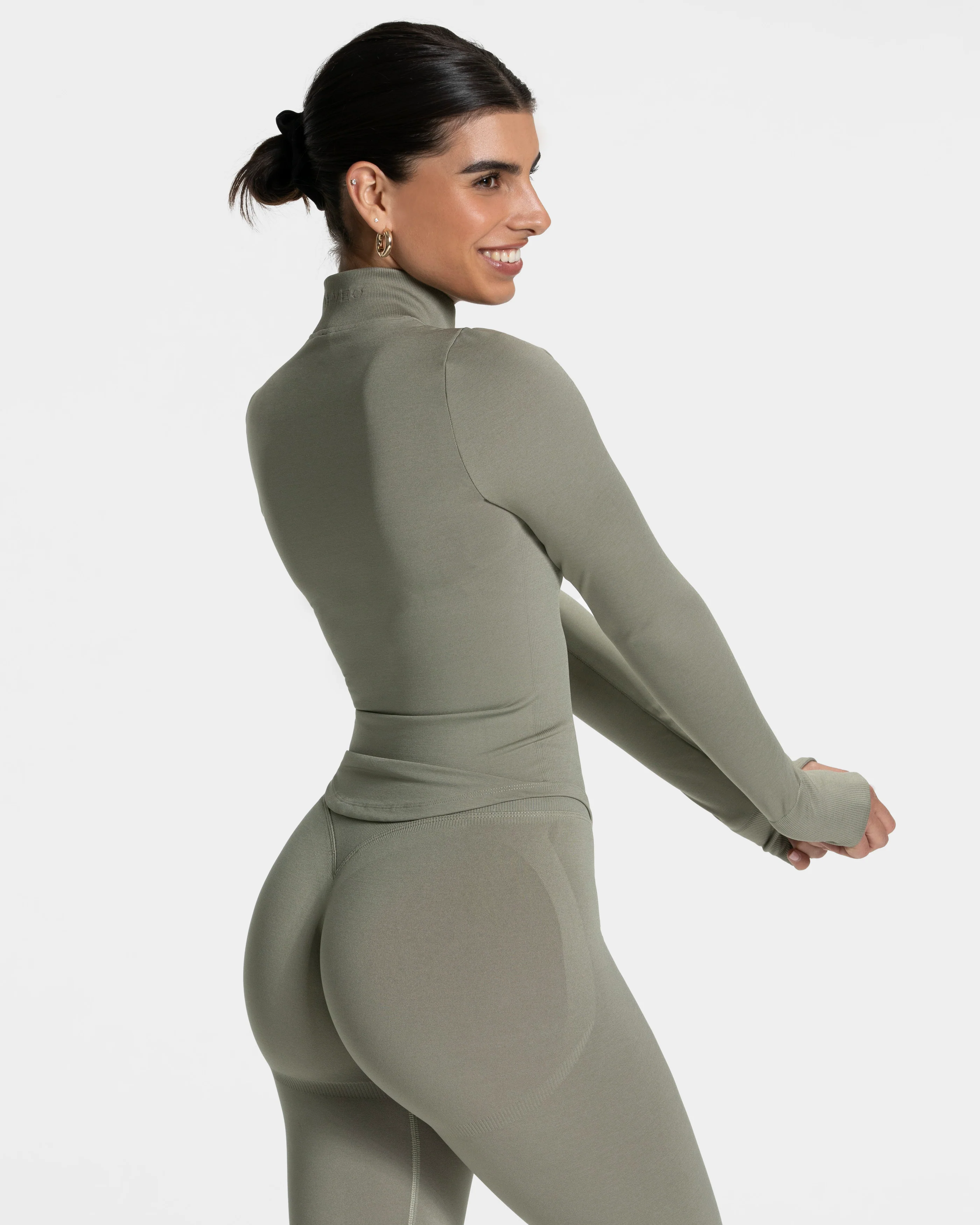 Femme Shaping Zip Jacke "Khaki" - Image 2