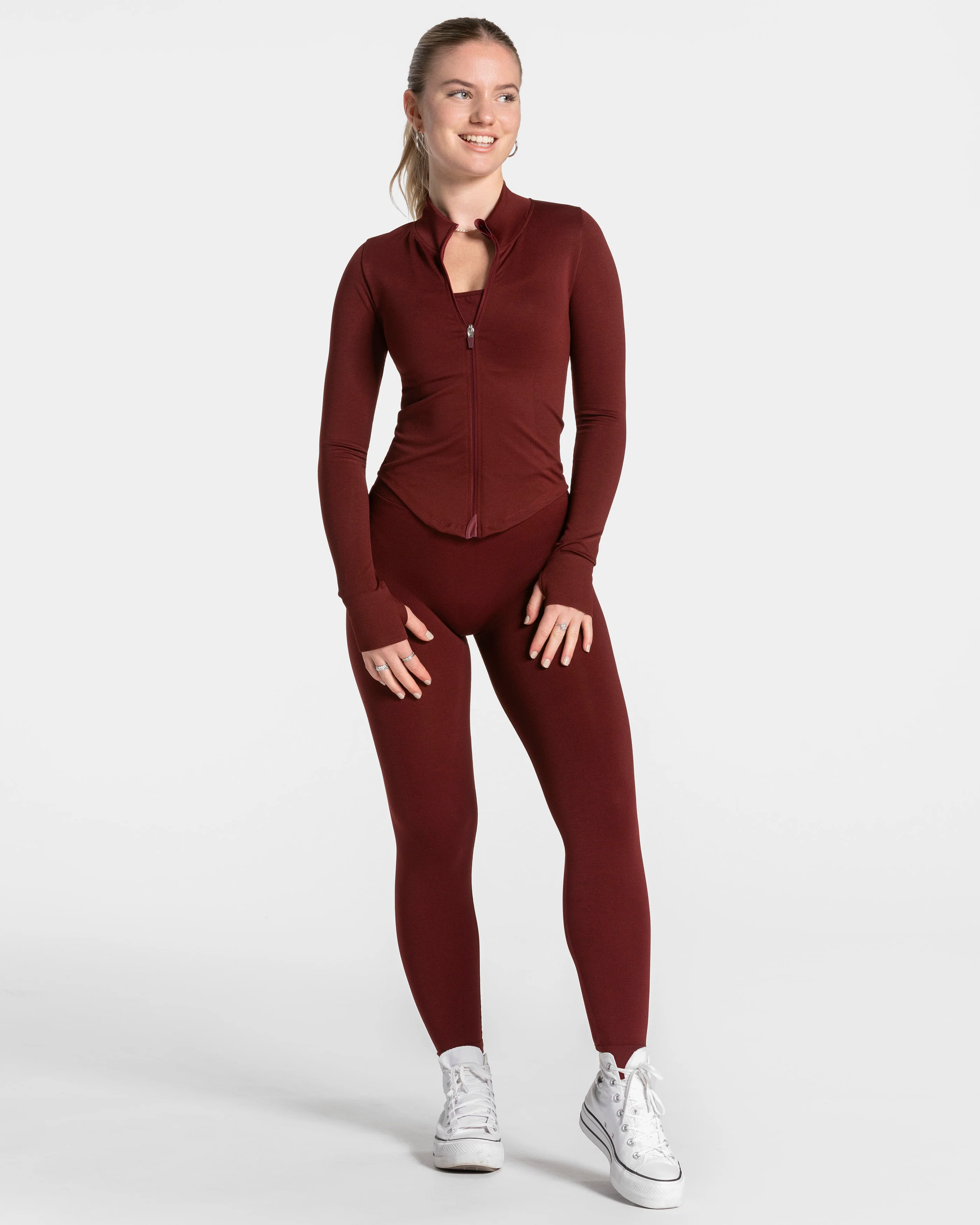 Femme Shaping Zip Jacke "Weinrot" - Image 3