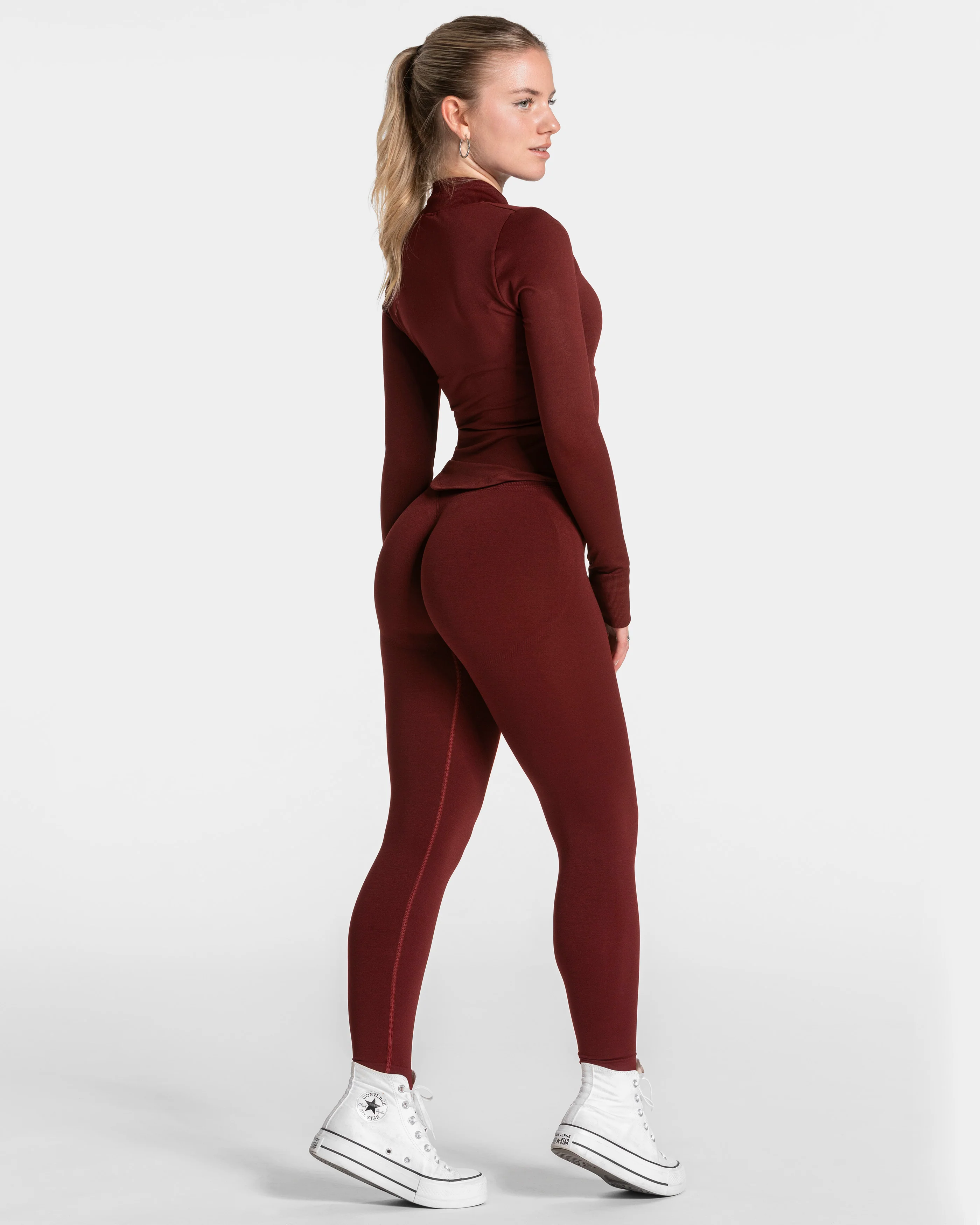 Femme Shaping Zip Jacke "Weinrot" - Image 5