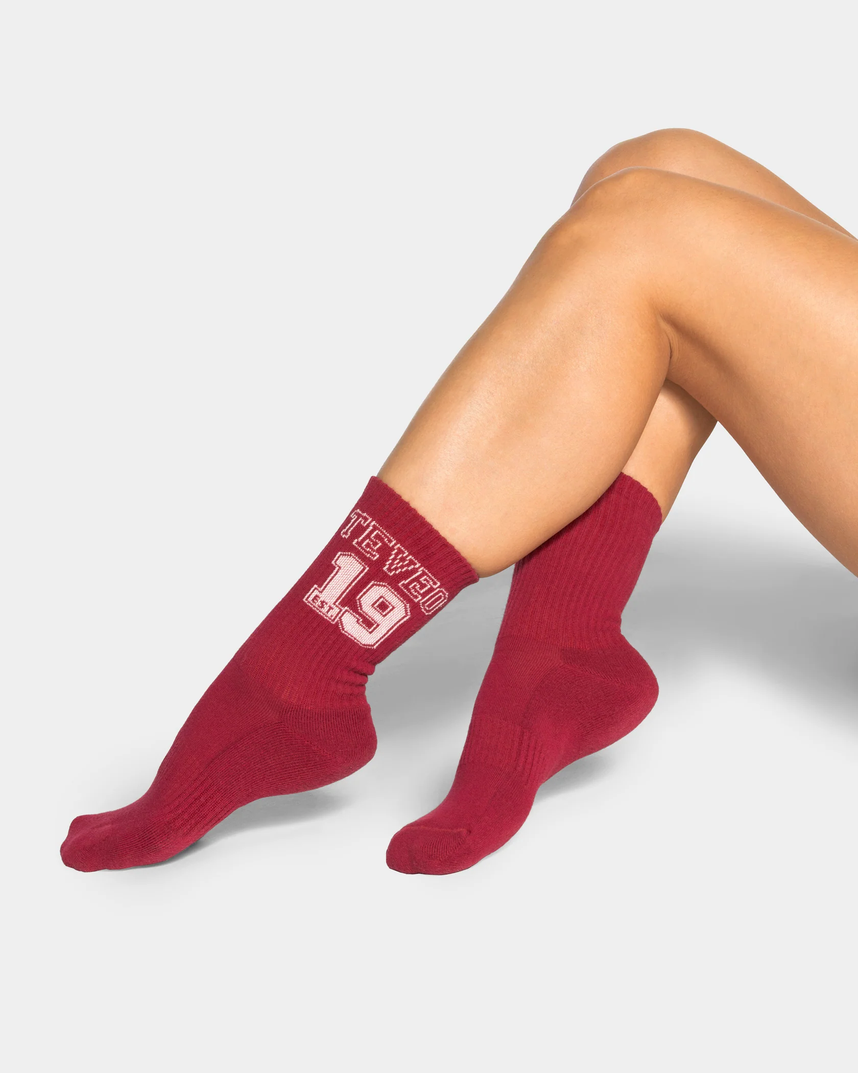 Football Socken (2er-Pack) "Cranberry/Off White" - Image 2