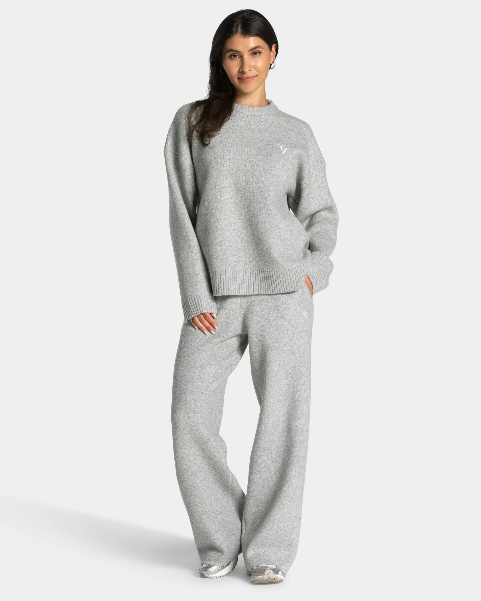 Knit Straight Leg Pants "Grau Meliert" - Image 3