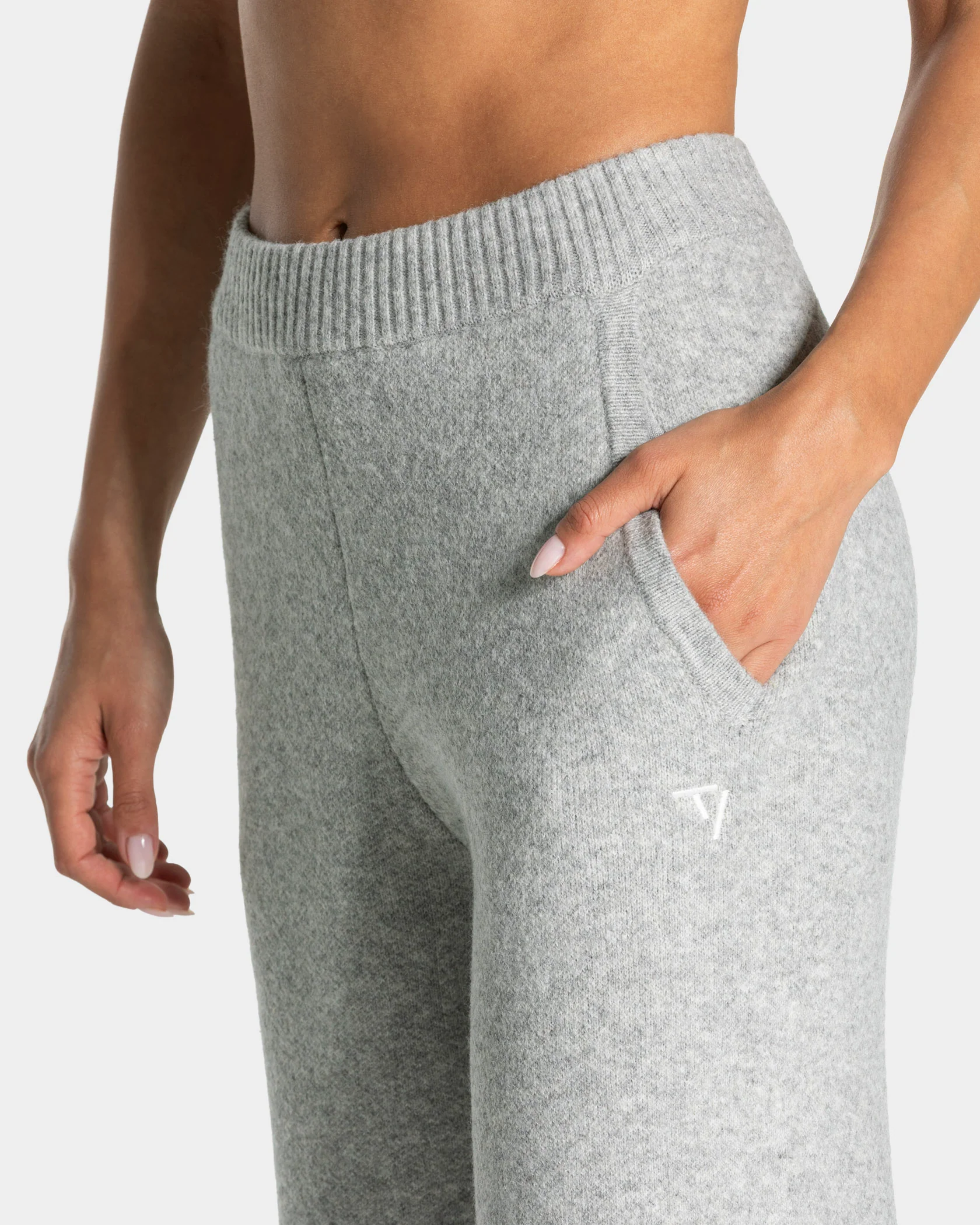 Knit Straight Leg Pants "Grau Meliert" - Image 4