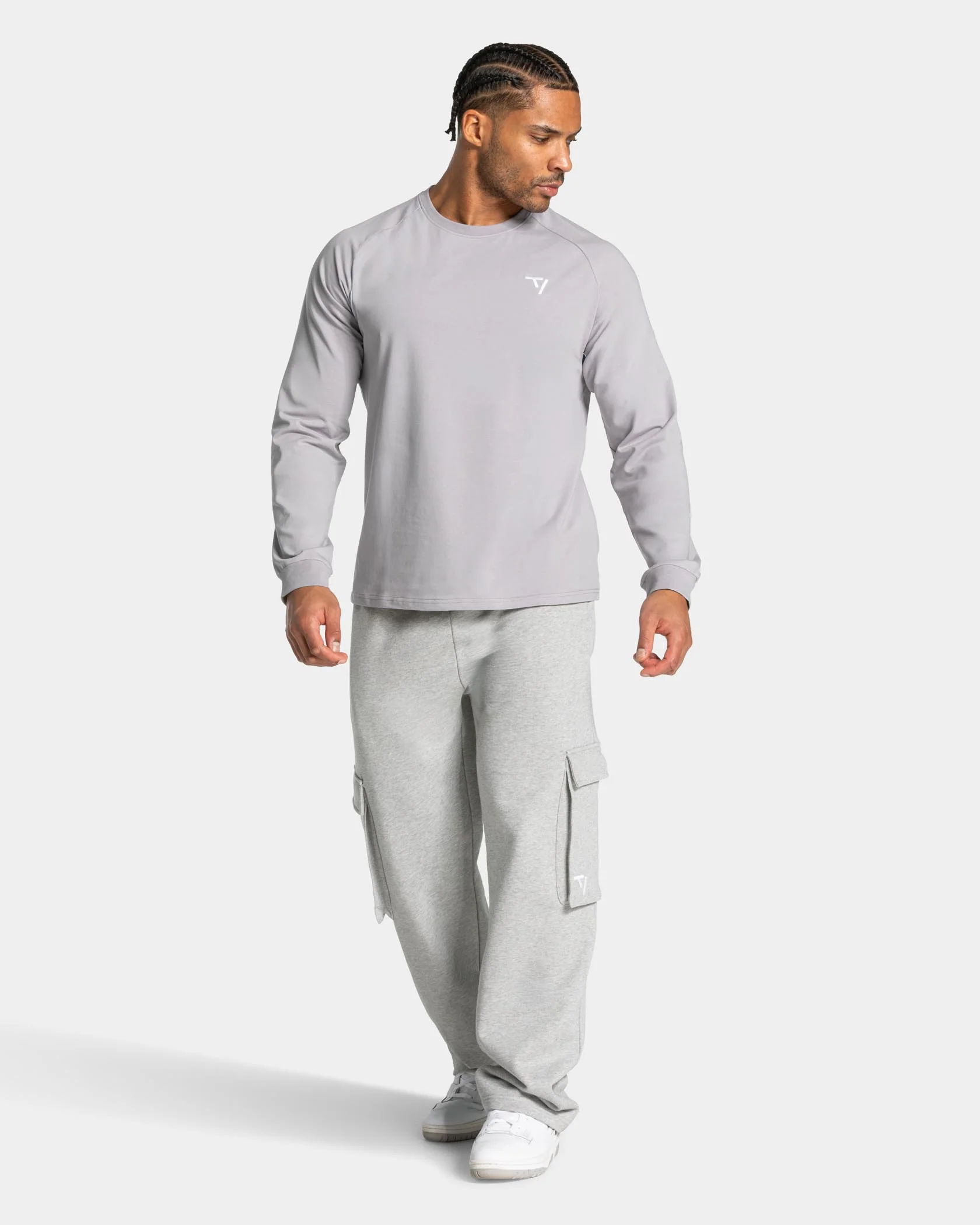 Lift Wide Leg Cargo Jogger "Hellgrau Meliert" - Image 3