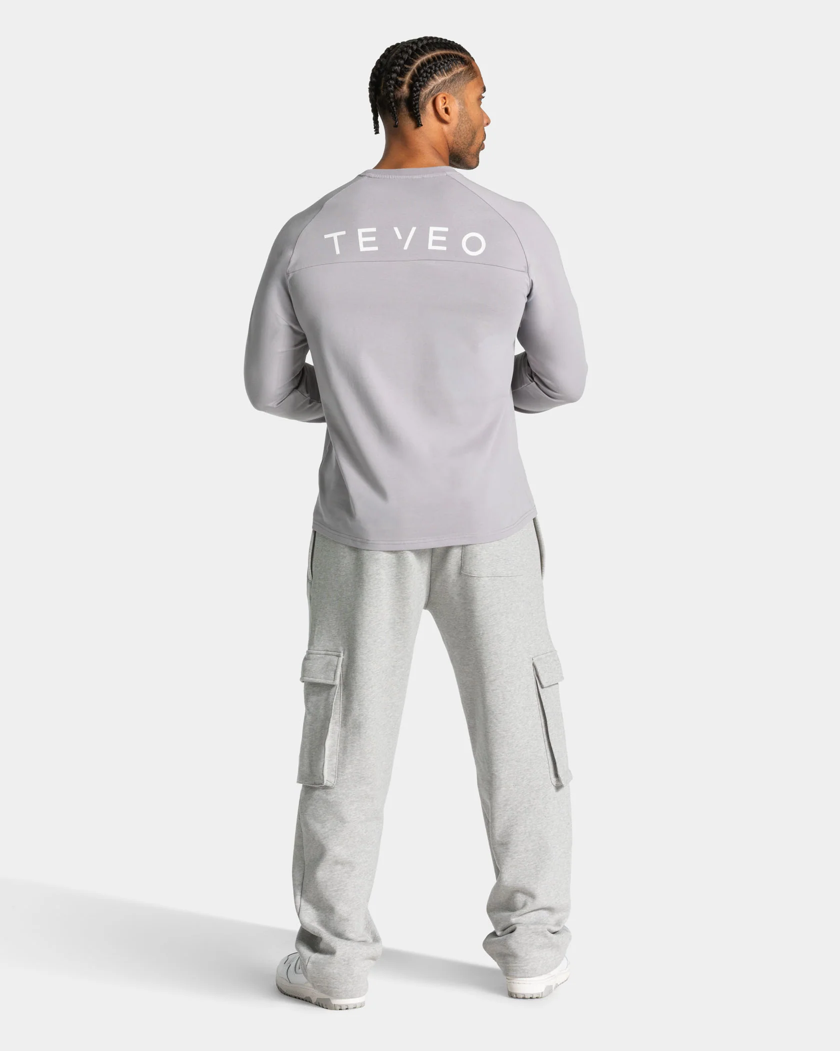 Lift Wide Leg Cargo Jogger "Hellgrau Meliert" - Image 5