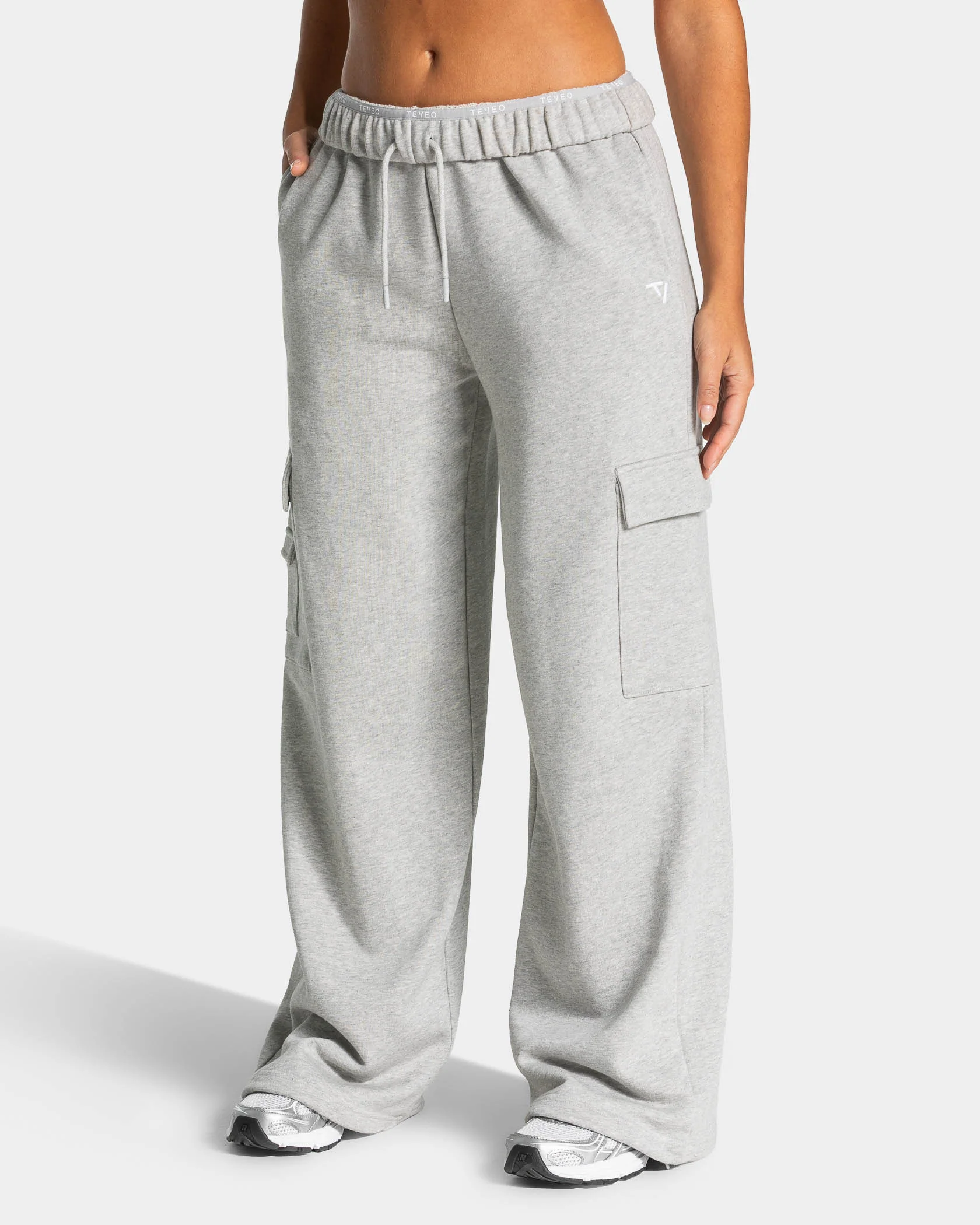 Lift Wide Leg Cargo Jogger "Hellgrau Meliert"