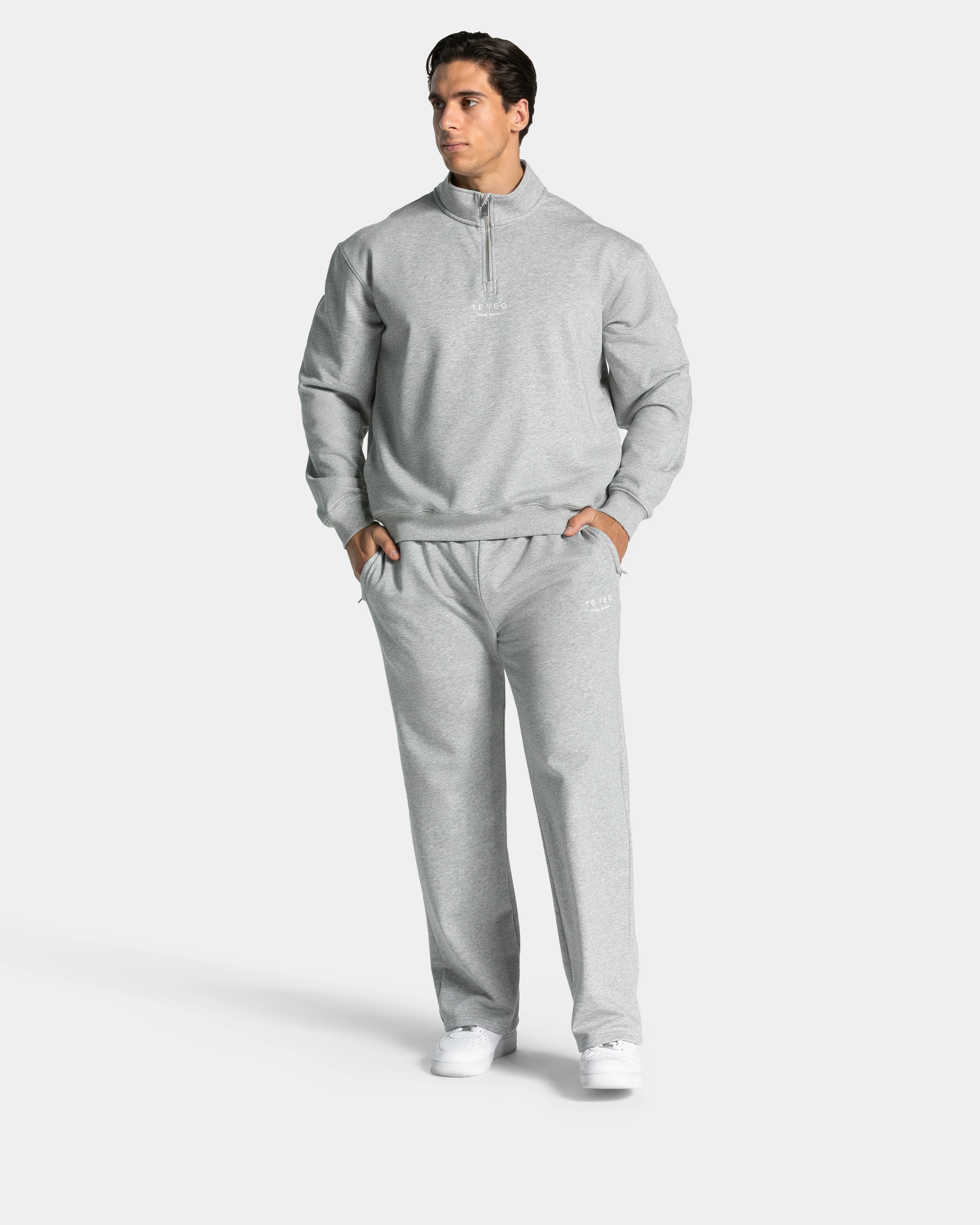 Lifting Journey Half Zip Sweater "Hellgrau Meliert" - Image 3