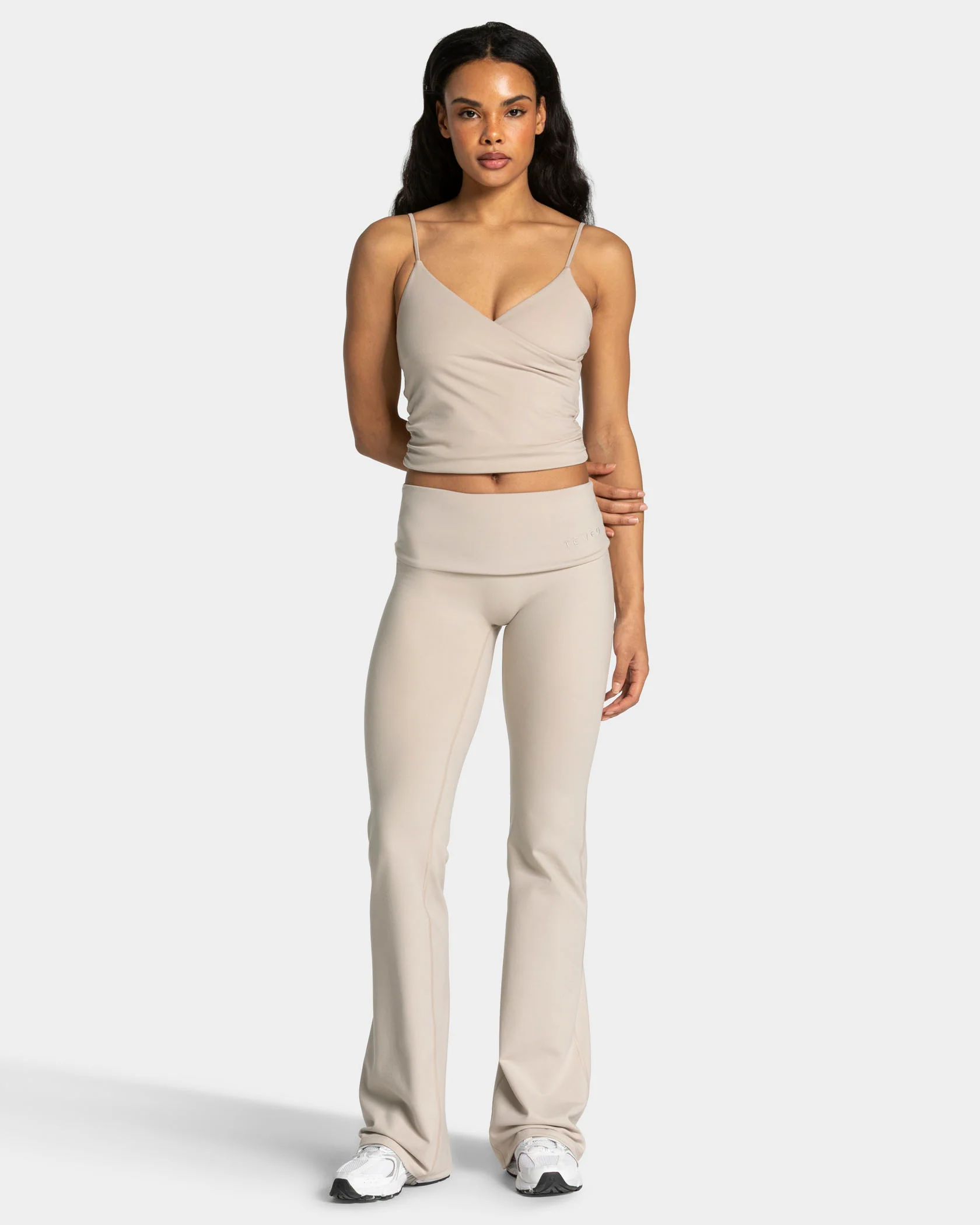 Mellow Fold Over Flared Leggings Regular "Cream" - Image 5
