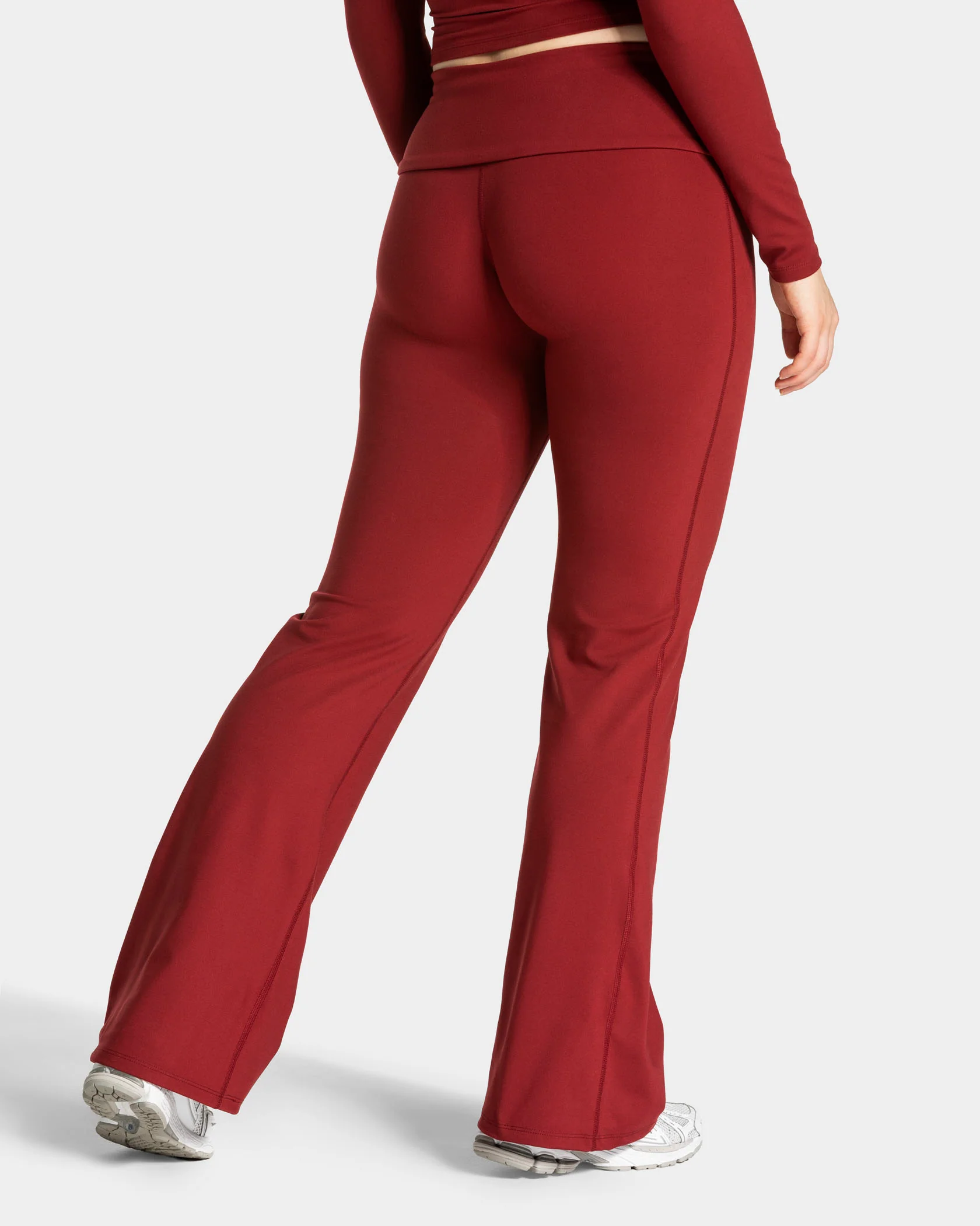 Mellow Fold Over Flared Leggings Regular "Weinrot" - Image 3