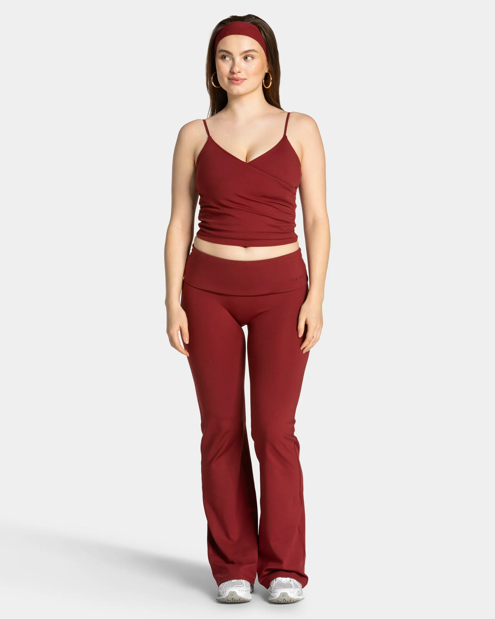 Mellow Fold Over Flared Leggings Regular "Weinrot" - Image 5
