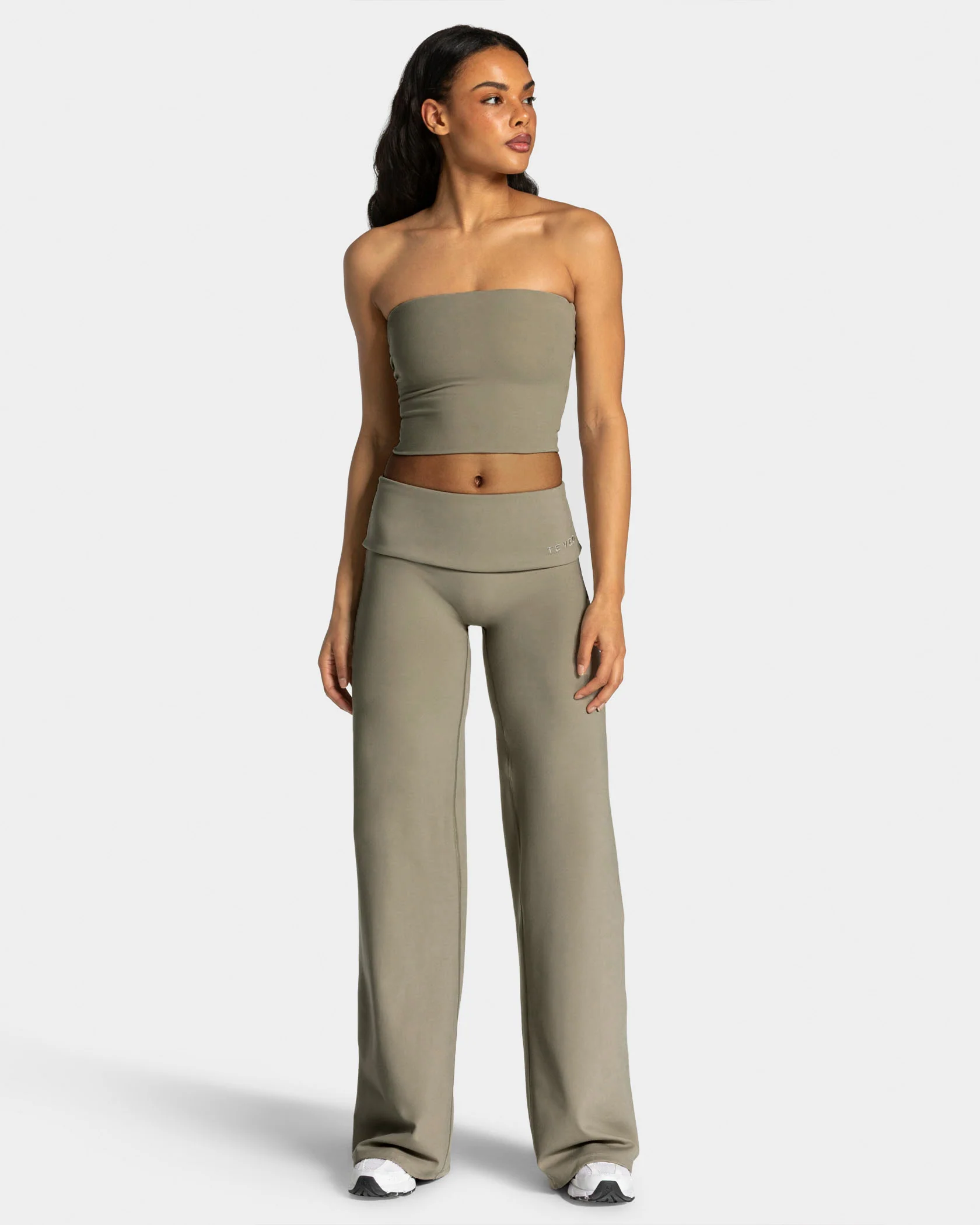 Mellow Fold Over Straight Leg Pants Tall "Khaki" - Image 4