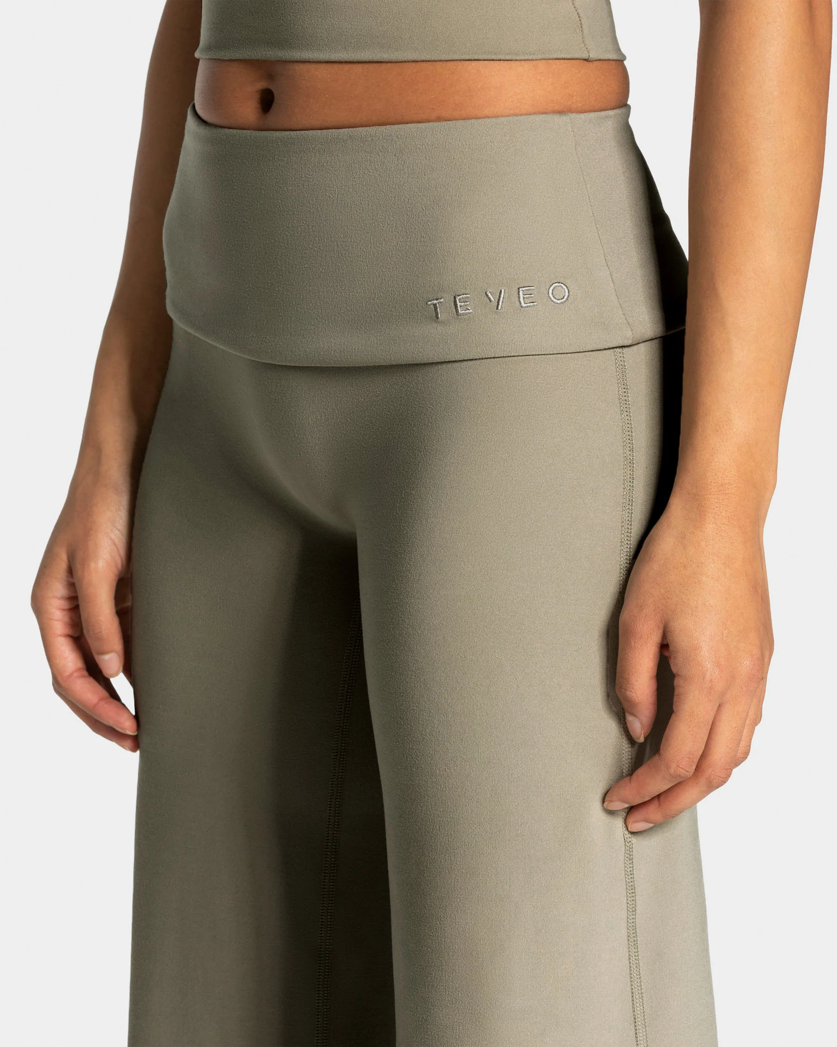 Mellow Fold Over Straight Leg Pants Tall "Khaki" - Image 5