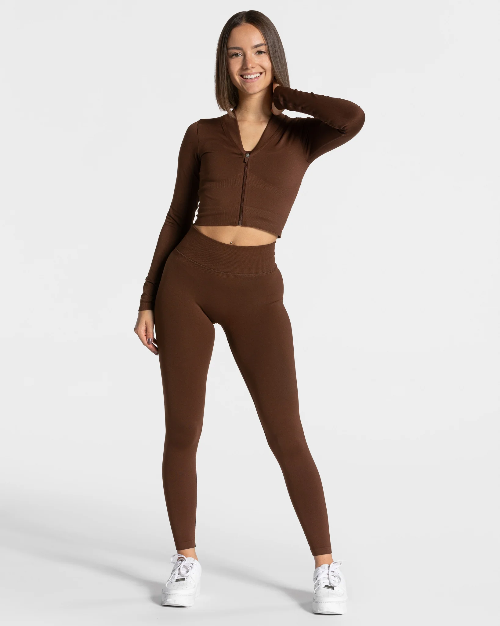 Statement Zip Jacke "Kaffee" - Image 3